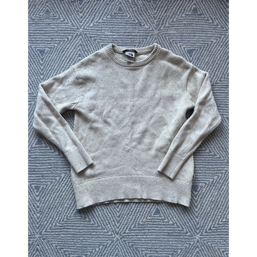 Women's North Face Crewneck Cotton/Wool Sweater - Speckled Ivory‎ - Medium